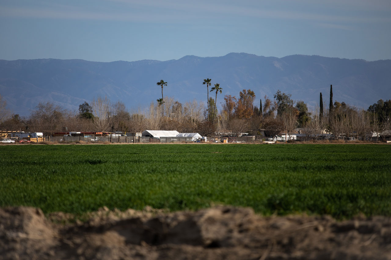 View of a farm in the agricultural community of El Adobe, California.